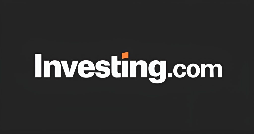 Logo Investing.com berwarna putih di latar belakang hitam.